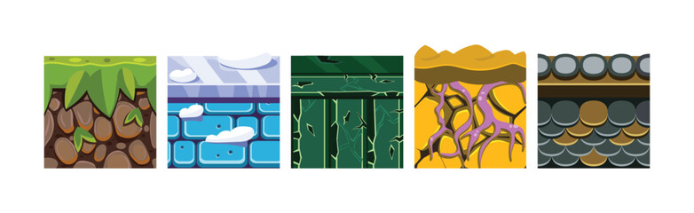 Poster - Textures for Game Platformers Square Icon Vector Set