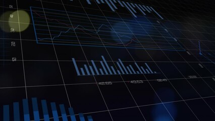 Poster - Animation of multiple graphs with changing numbers over blurred lens flares