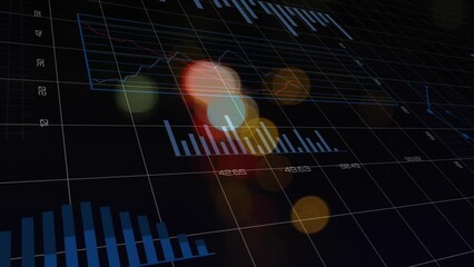 Poster - Animation of multiple graphs with changing numbers over blurred vehicles moving on street