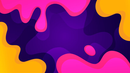 Poster - Flowing liquid shapes. Pink and orange color splashes. Bubble gum and honey. Abstract dynamic background. Vector illustration.