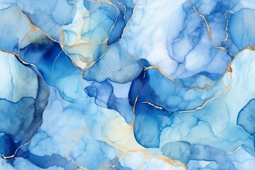 Wall Mural - Blue alcohol ink background. Abstract delicate winter season texture. 