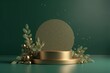 Christmas podium for products showcase, promotional sale, in green color