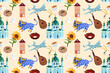 Seamless pattern Ukraine, culture, cuisine, art