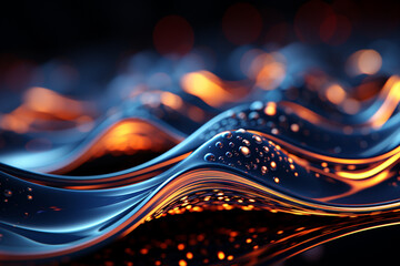 Aufkleber - Wave of dots and weave lines. Abstract background. Network connection structure. photo-realistic,  Generative AI technology.