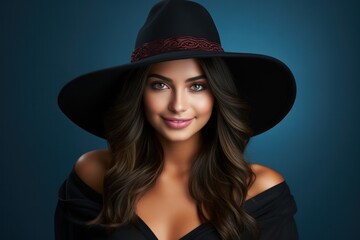 Poster - beautiful girl in a witch hat