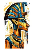 Fototapeta  - Egyptian Pharaoh funeral mask abstract poster design. Generative Ai illustration