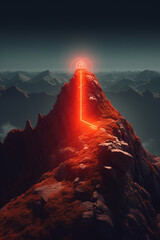 Aufkleber - A discount tag glowing like a beacon atop a mountain, guiding shoppers toward the best deals with its radiant light. Generative AI technology.