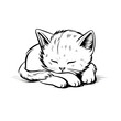 Sleeping kitten logo design, logo cat, cat silhouette, logo, print, decorative sticker, generative ai, black cat animal logo design, kitty cat, small kitten