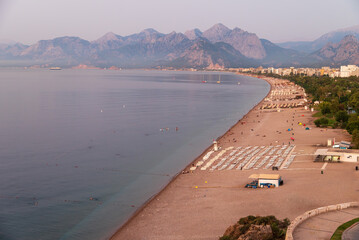 Sticker - Aerial view of Konyaaltı beach in Antalya Turkey at sunrise in the morning
