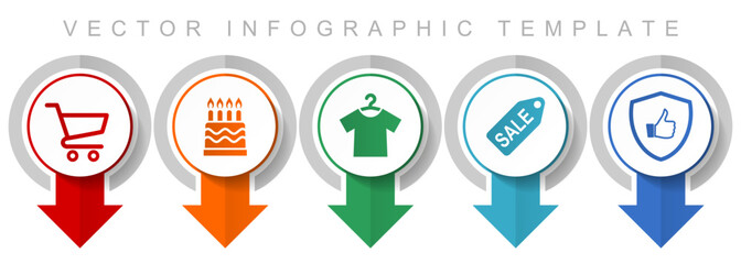 Poster - Shop icon set, miscellaneous pointer icons such as shopping cart, birthday cake, clothes and sale for webdesign and mobile applications, modern design infographic vector template