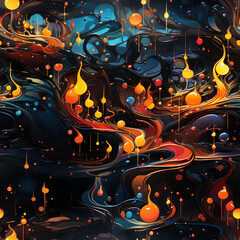Fototapete - An abstract image of musical notes floating in the air, creating a sense of harmony and rhythm.  Generative AI technology.