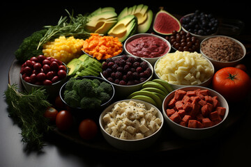 Aufkleber - An image of raw dog food portions, emphasizing the trend of feeding dogs a diet similar to their wild ancestors.  Generative AI technology.