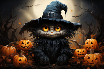Fototapete - cartoon halloween isolated on a white background Generative AI technology.