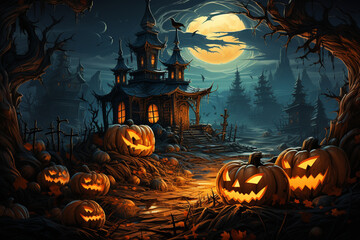 Poster - cartoon halloween isolated on a white background Generative AI technology.