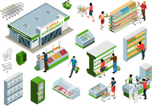Supermarket Interior Isometric Elements
