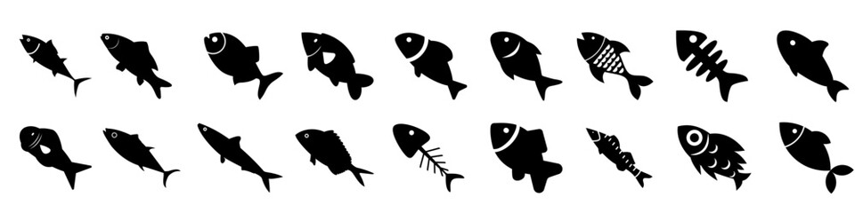 Fish icon vector set. Food illustration sign collection. Ocean symbol or logo.