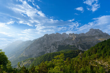 Wall Mural - Theth, Albania mountain blue sky