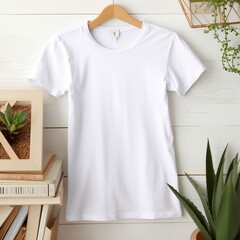 Wall Mural - single white tshirt for mock up on hanger