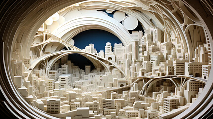 Wall Mural - japan cityscape  paper art, generative ai