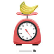 Measuring Scale OZ. Analog weight scale. Banana. isolated on white background. simple kitchen scale. vector illustration. measuring Analog scale clip art.