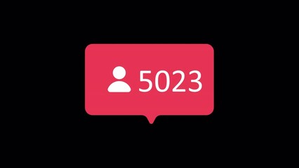 Wall Mural - Animation of social media notification followers and friend request icon on transparent background alpha channel