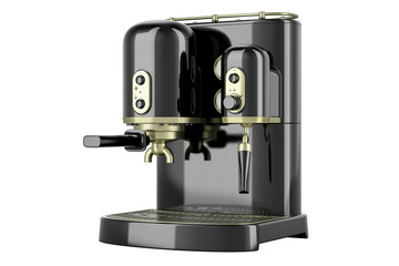 Poster - Black coffeemaker, coffee machine retro design. 3D rendering isolated on transparent background