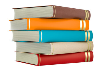 Poster - Stack of books, 3D rendering isolated on transparent background