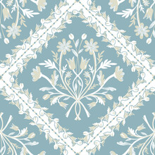 French Country Seamless Pattern With Floral Elements