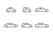 Car Line Icons Set. Vector