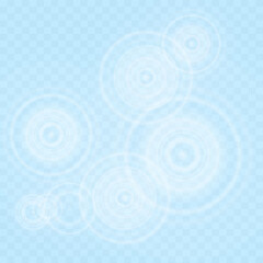 Poster - Water background with ripple on blue transparent,Top view Circle water splash surface from raindrop,Clear wave swirl round texture template.Vector element design for costmetic product banner