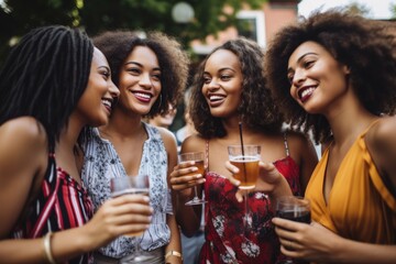 Wall Mural - shot of a group of friends having drinks at an event