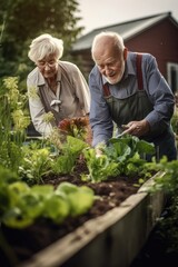 Wall Mural - shot of two seniors gardening outside together