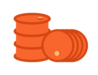 Poster - Steel oil barrels semi flat colour vector object. Dangerous container. Drum container. Editable cartoon clip art icon on white background. Simple spot illustration for web graphic design