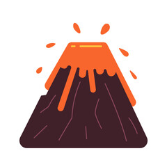 Fototapete - Volcano eruption semi flat colour vector object. Expulsion of molten lava. Natural disaster. Editable cartoon clip art icon on white background. Simple spot illustration for web graphic design