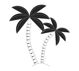 Poster - exotic coconut trees flat monochrome isolated vector object. decorative palm tree. editable black an