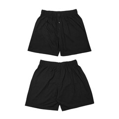 Wall Mural - Sport shorts, black color, front and back view isolated on white
