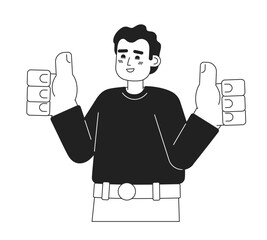 Poster - man showing all right gesture monochromatic flat vector character. sincere smile. optimistic. editab