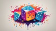  colorful dice illustration of an background