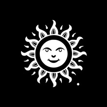 Sun | Black And White Vector Illustration