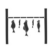 Fish Dryer Icon Silhouette Illustration. Traditional Conservation Vector Graphic Pictogram Symbol Clip Art. Doodle Sketch Black Sign.