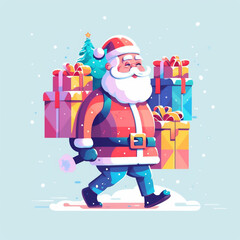 Wall Mural - red santa illustration winter gift claus present holiday cartoon christmas. Generative AI.