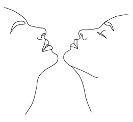 Portrait along the lines. Drawing of a woman. Drawing in the style of one line.