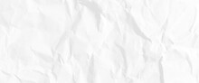 White Paper Is Crumpled, Background For Various Purposes, Horizontal View White Paper Texture And Background, Crumpled White Paper Texture Background.	