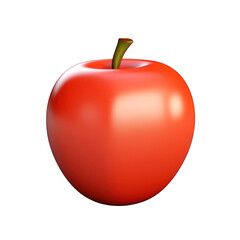 apple 3d fruit icon isolated on transparent background