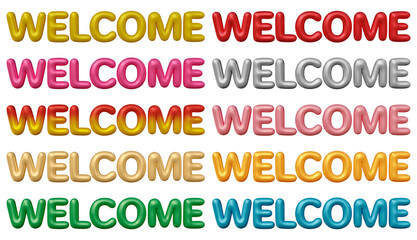 Poster - Set of welcome text design isolated on transparent background in 3d rendering for family, friends, invitation and hospitality concept.