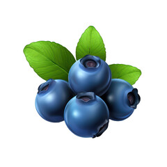 blueberries 3d fruit icon isolated on transparent background