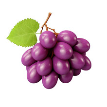 Grapes 3d Fruit Icon Isolated On Transparent Background