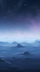 Wall Mural - Blue gradient night mystical moonlight landscape with misty valley hills phone hd background wallpaper, ai generated
