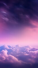 Wall Mural - Purple lavender gradient night mystical moonlight cloudscape phone hd background wallpaper, ai generated