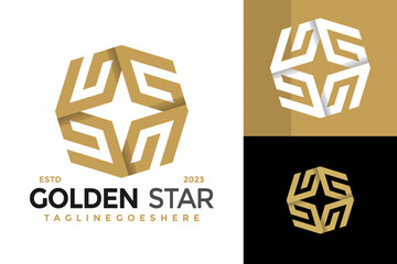 Letter G Golden Star logo design vector symbol icon illustration